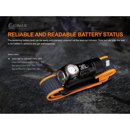 Fenix HM51RV30 - LED stmievateľná nabíjateľná čelovka LED/USB/1xCR123A 950 mAh IP68 860 lm 125 h oranžová
