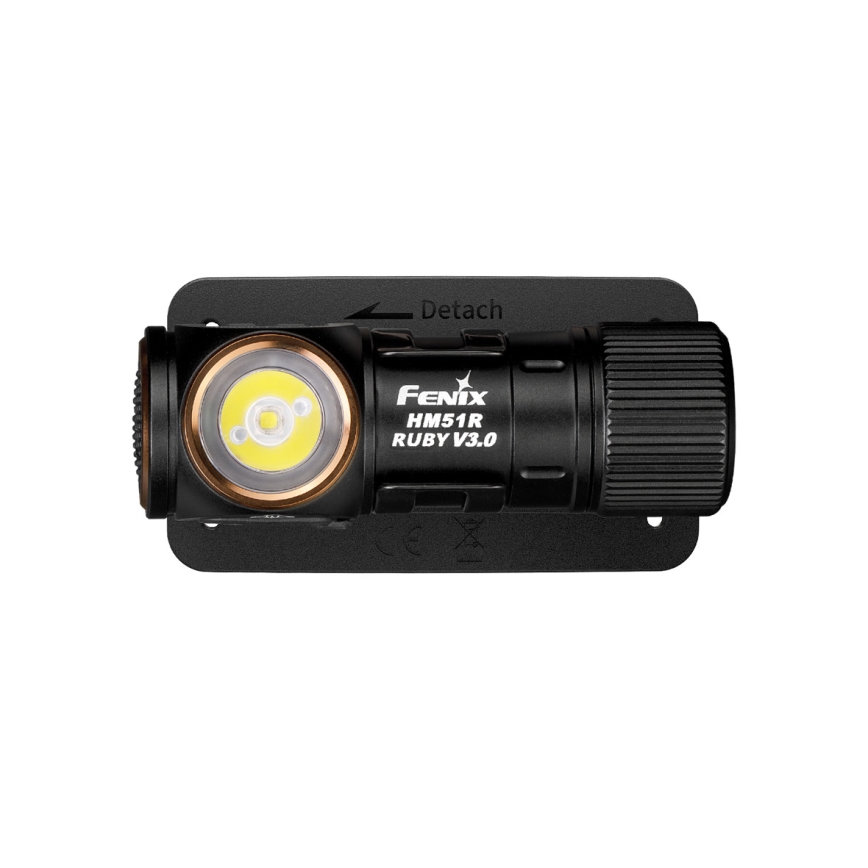 Fenix HM51RV30 - LED stmievateľná nabíjateľná čelovka LED/USB/1xCR123A 950 mAh IP68 860 lm 125 h oranžová