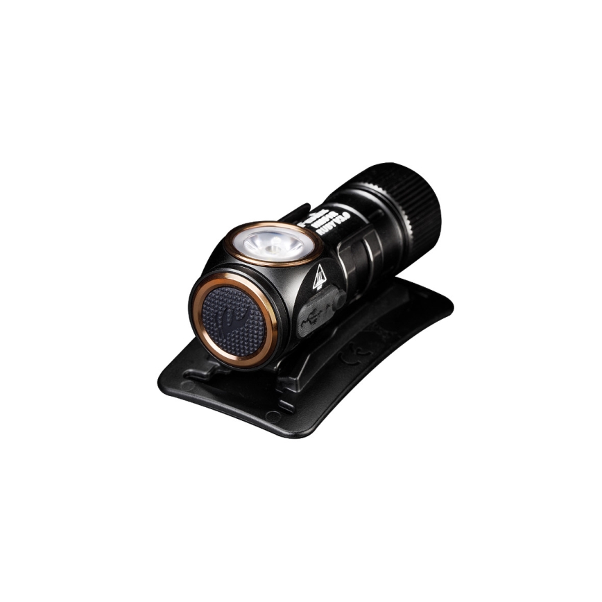 Fenix HM51RV30 - LED stmievateľná nabíjateľná čelovka LED/USB/1xCR123A 950 mAh IP68 860 lm 125 h oranžová