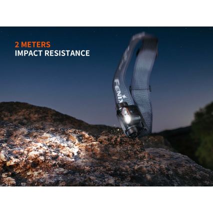 Fenix HM55RABL - LED stmievateľná nabíjateľná čelovka LED/USB/1xCR123A 1600 mAh IP68 1200 lm 141,2 h čierna