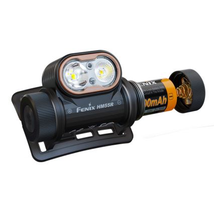 Fenix HM55RABL - LED stmievateľná nabíjateľná čelovka LED/USB/1xCR123A 1600 mAh IP68 1200 lm 141,2 h čierna