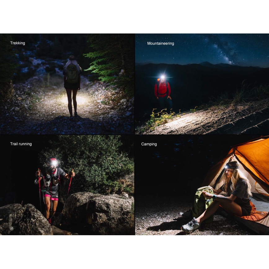 Fenix HM55RNBL - Stmievateľná dobíjateľná čelovka LED/USB/1xCR123A 1600 mAh IP68 1200 lm 141,2 h fialová