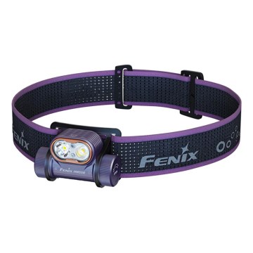 Fenix HM55RPRP - LED stmievateľná nabíjateľná čelovka LED/USB/1xCR123A 1600 mAh IP68 1200 lm 141,2 h fialová/čierna