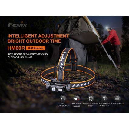 Fenix HM60R - LED Stmievateľná nabíjacia čelovka 4xLED/USB/2xCR123A IP68 1300 lm 300 h 3400 mAh