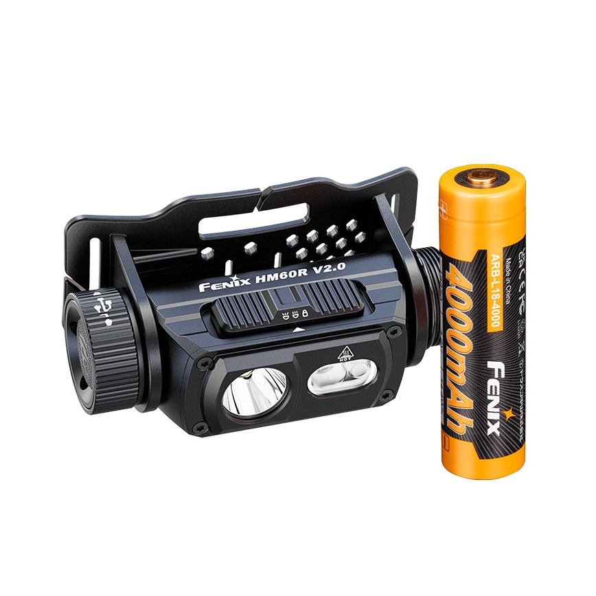 Fenix HM60RV20 - stmievateľná LED nabíjacia čelovka LED/USB 4000 mAh IP68 1600 lm 292 h oranžová