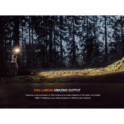 Fenix HM62TMGM - LED Stmievateľná nabíjacia čelovka LED/USB IP68 1200 lm 280 h 3400 mAh