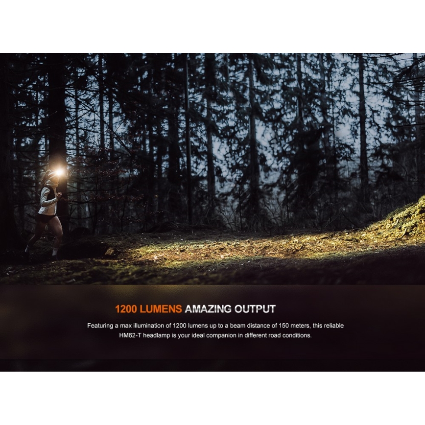 Fenix HM62TMGM - LED Stmievateľná nabíjacia čelovka LED/USB IP68 1200 lm 280 h 3400 mAh