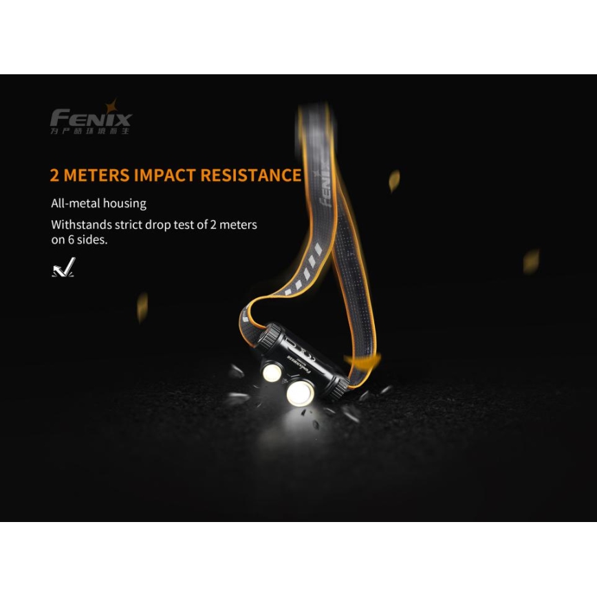 Fenix HM65R - LED Nabíjacia čelovka 2xLED/USB/2xCR123A IP68 1400 lm 300 h 3400 mAh