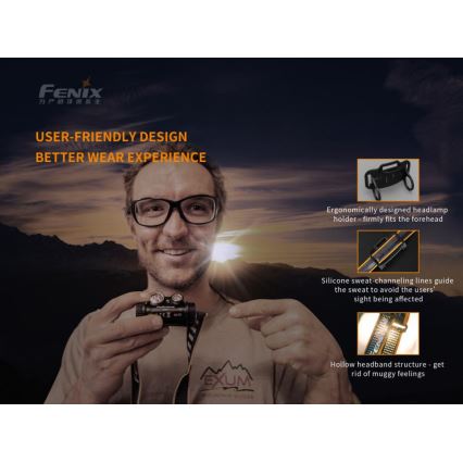 Fenix HM65R - LED Nabíjacia čelovka 2xLED/USB/2xCR123A IP68 1400 lm 300 h 3400 mAh