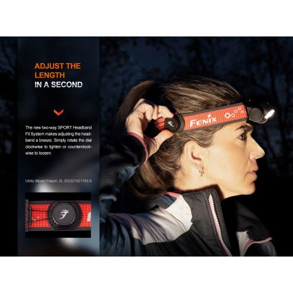 Fenix HM65RTV20BLC- LED Stmievateľná nabíjacia čelovka LED/USB/2xCR123A IP68 3400 mAh čierna/oranžová