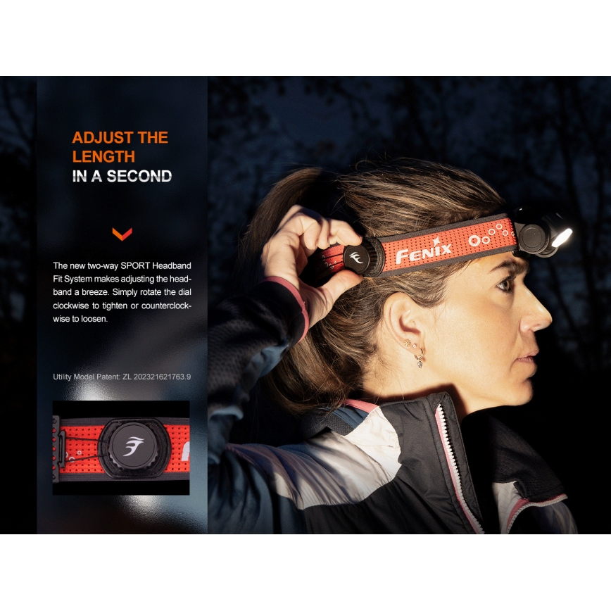 Fenix HM65RTV20BLC- LED Stmievateľná nabíjacia čelovka LED/USB/2xCR123A IP68 3400 mAh čierna/oranžová