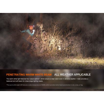 Fenix HM65RTV20BLC- LED Stmievateľná nabíjacia čelovka LED/USB/2xCR123A IP68 3400 mAh čierna/oranžová