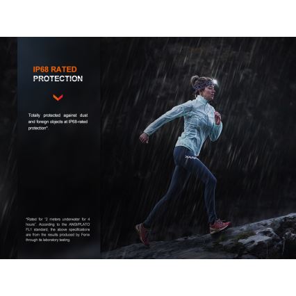 Fenix HM65RTV20BLC- LED Stmievateľná nabíjacia čelovka LED/USB/2xCR123A IP68 3400 mAh čierna/oranžová
