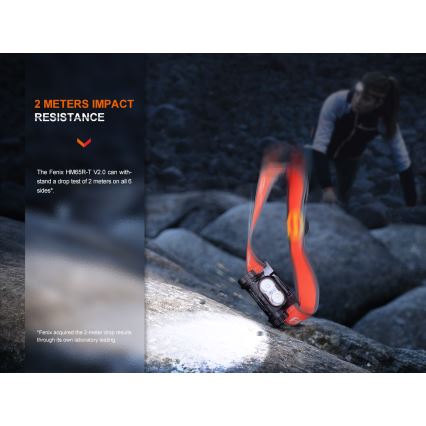 Fenix HM65RTV20BLC- LED Stmievateľná nabíjacia čelovka LED/USB/2xCR123A IP68 3400 mAh čierna/oranžová