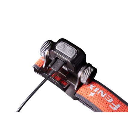 Fenix HM65RTV20BLC- LED Stmievateľná nabíjacia čelovka LED/USB/2xCR123A IP68 3400 mAh čierna/oranžová