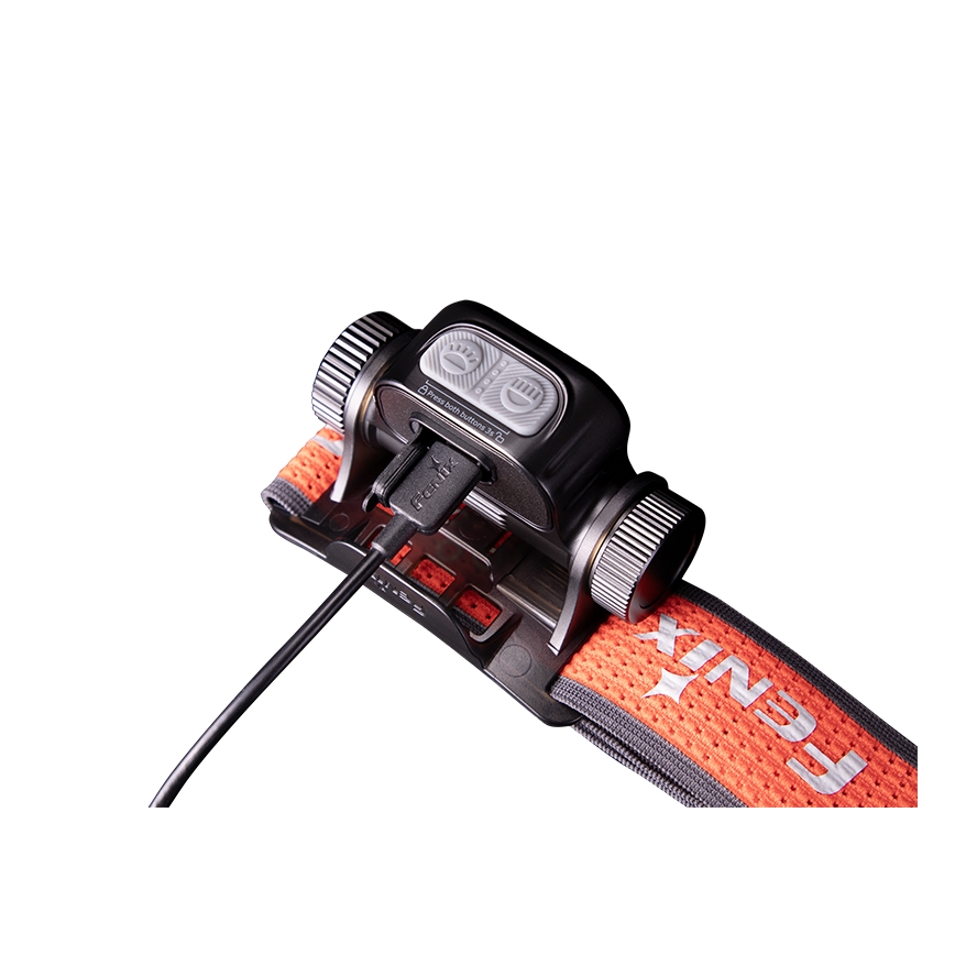 Fenix HM65RTV20BLC- LED Stmievateľná nabíjacia čelovka LED/USB/2xCR123A IP68 3400 mAh čierna/oranžová