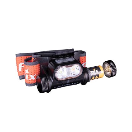 Fenix HM65RTV20BLC- LED Stmievateľná nabíjacia čelovka LED/USB/2xCR123A IP68 3400 mAh čierna/oranžová