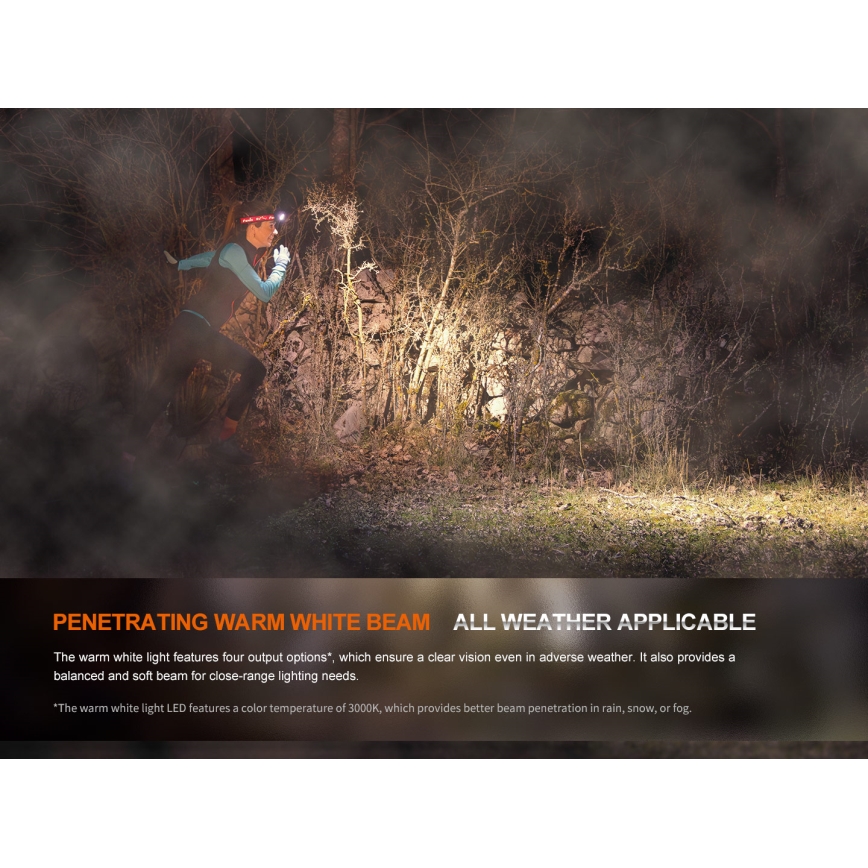 Fenix HM65RTV20PRP - LED Stmievateľná nabíjacia čelovka LED/USB/2xCR123A IP68 1600 lm 300h 3400 mAh čierna/fialová