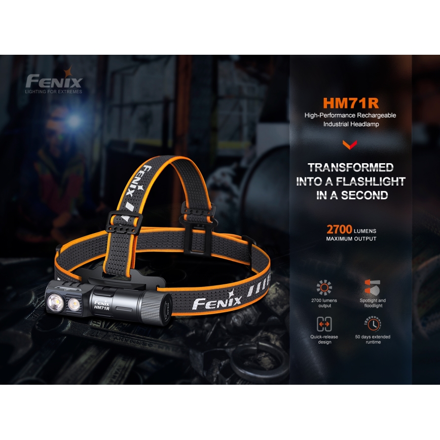 Fenix HM71R - LED Nabíjacia čelovka LED/USB IP68 2700 lm 400 h 5000 mAh