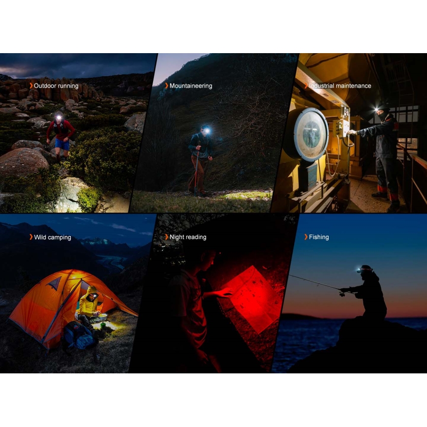 Fenix HP12RTABL - LED Stmievateľná nabíjateľná čelovka LED/USB 4000 mAh IP66 1300 lm 310 h čierna