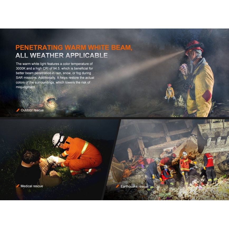 Fenix HP35R - stmievateľná dobíjateľná čelovka LED/USB 5000 mAh IP66 4000 lm 500 h čierna