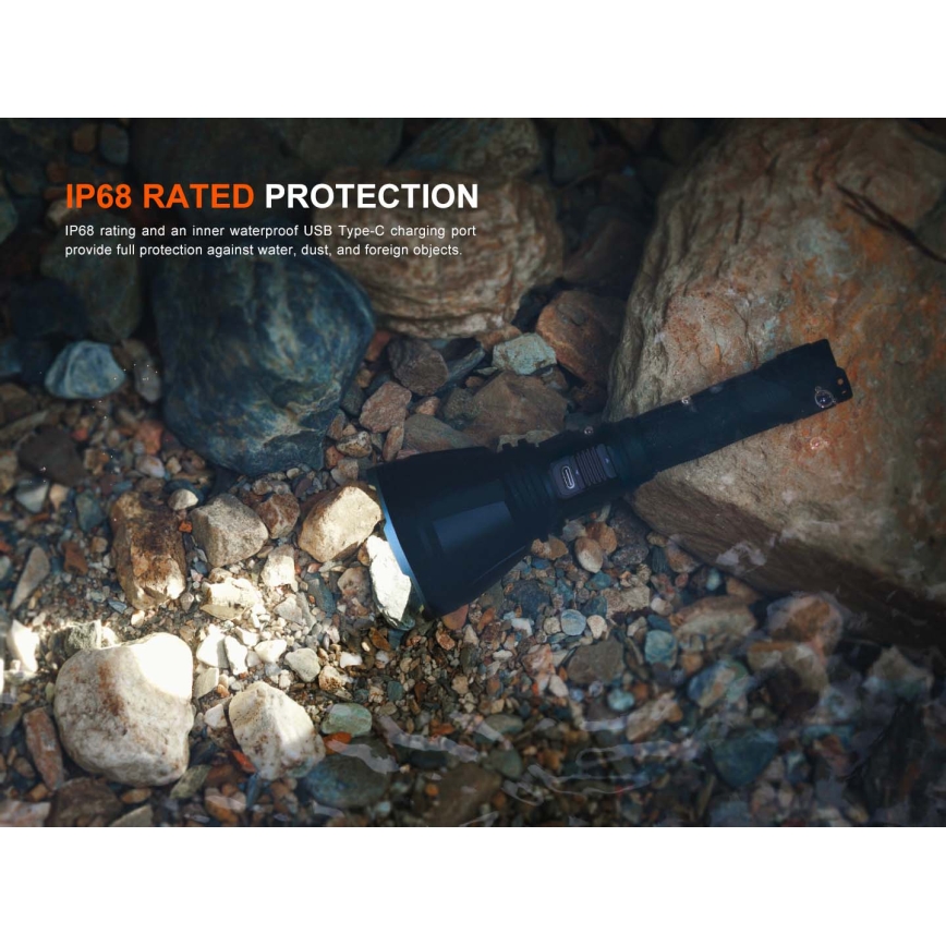 Fenix HT18RV20 - stmievateľná nabíjateľná LED baterka LED/USB 6000 mAh IP68 3700 lm 87 h čierna