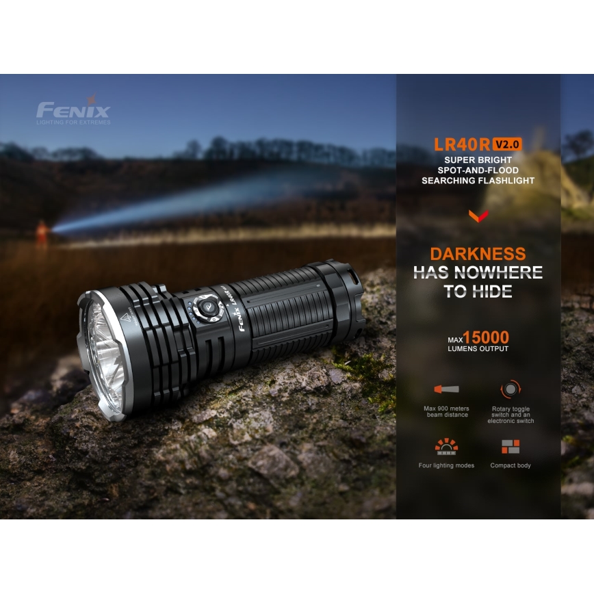 Fenix LR40RV20 - LED nabíjacia baterka LED/USB IP68 15000 lm 177 h 5000 mAh