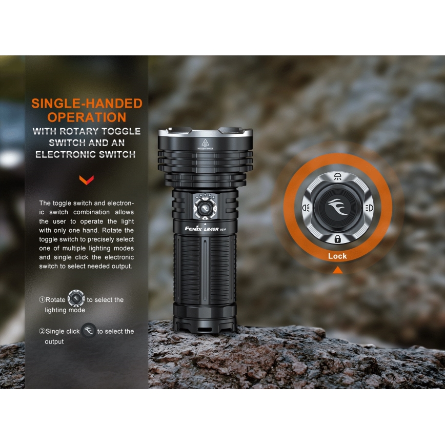 Fenix LR40RV20 - LED nabíjacia baterka LED/USB IP68 15000 lm 177 h 5000 mAh