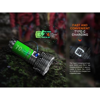 Fenix LR40RV20 - LED nabíjacia baterka LED/USB IP68 15000 lm 177 h 5000 mAh