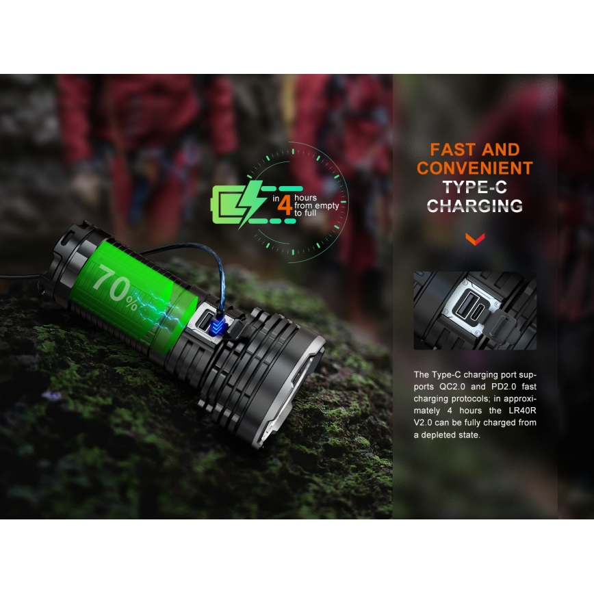 Fenix LR40RV20 - LED nabíjacia baterka LED/USB IP68 15000 lm 177 h 5000 mAh