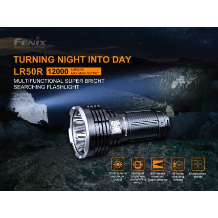 Fenix LR50R - LED Nabíjacia baterka 4xLED/USB IP68 12000 lm 58 h