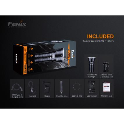 Fenix LR50R - LED Nabíjacia baterka 4xLED/USB IP68 12000 lm 58 h