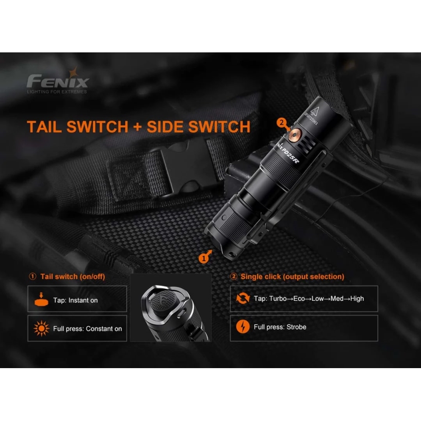 Fenix PD25R - LED nabíjacia baterka LED/USB/1xCR123A IP68 800 lm 70 h 700 mAh