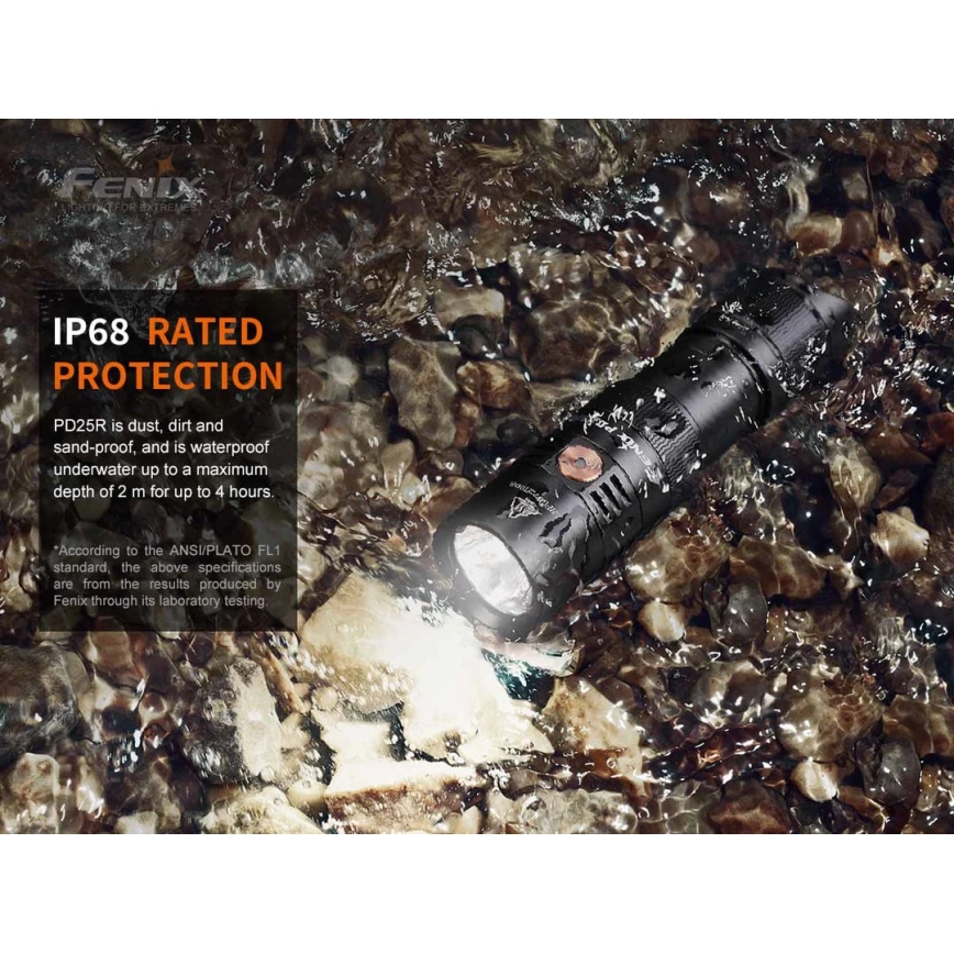 Fenix PD25R - LED nabíjacia baterka LED/USB/1xCR123A IP68 800 lm 70 h 700 mAh