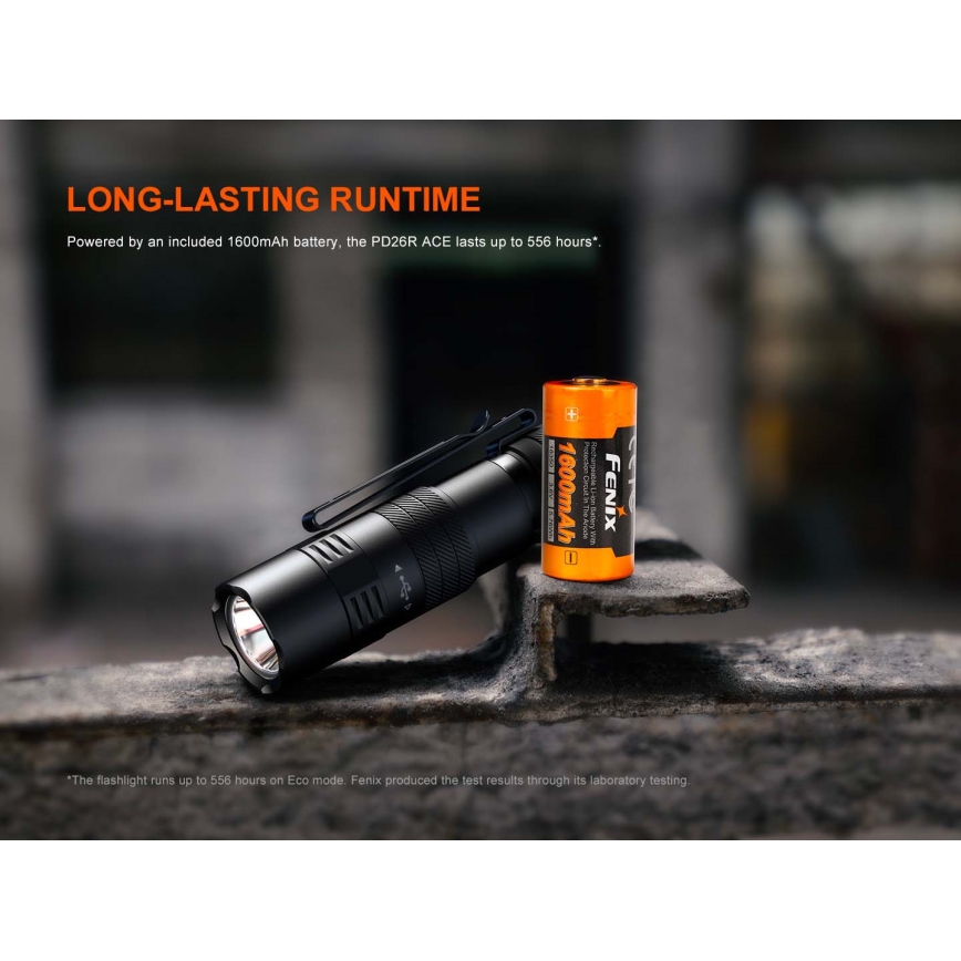 Fenix PD26RACE - Stmievateľná dobíjateľná LED baterka LED/USB 1600 mAh IP68 1300 lm 556 h čierna