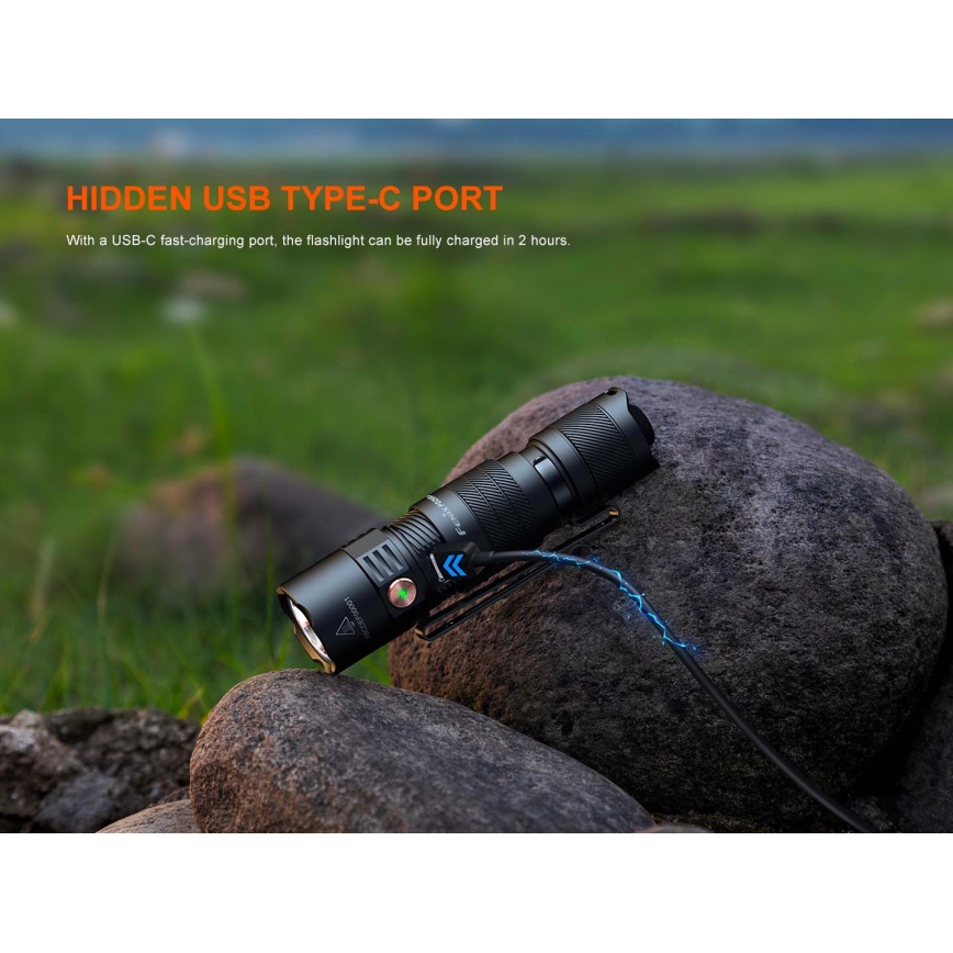 Fenix PD26RACE - Stmievateľná dobíjateľná LED baterka LED/USB 1600 mAh IP68 1300 lm 556 h čierna