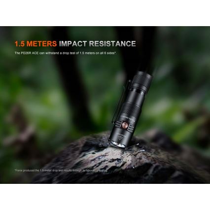Fenix PD26RACE - Stmievateľná dobíjateľná LED baterka LED/USB 1600 mAh IP68 1300 lm 556 h čierna