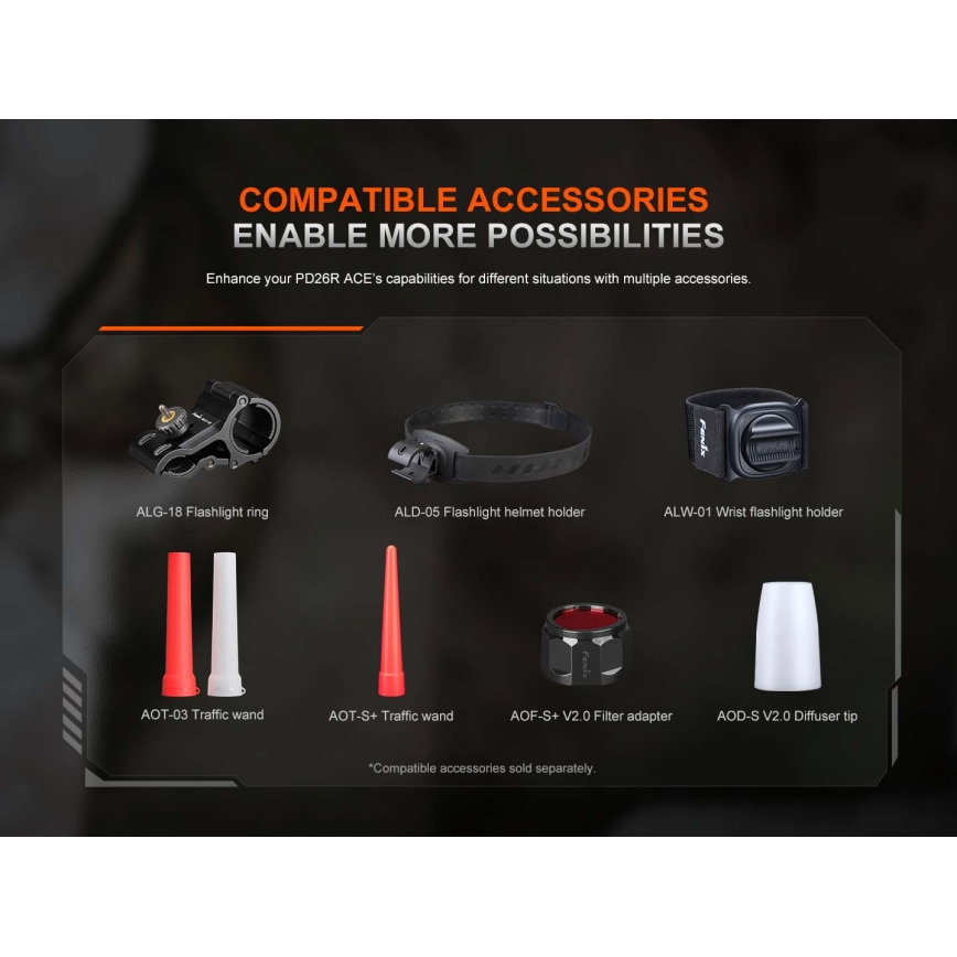 Fenix PD26RACE - Stmievateľná dobíjateľná LED baterka LED/USB 1600 mAh IP68 1300 lm 556 h čierna