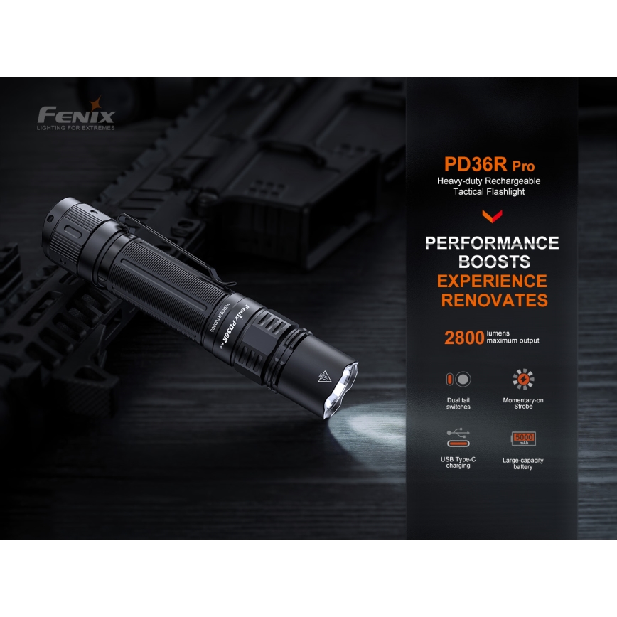 Fenix PD36RPRO - LED Taktická nabíjacia baterka LED/USB IP68 2800 lm 42 h 5000 mAh