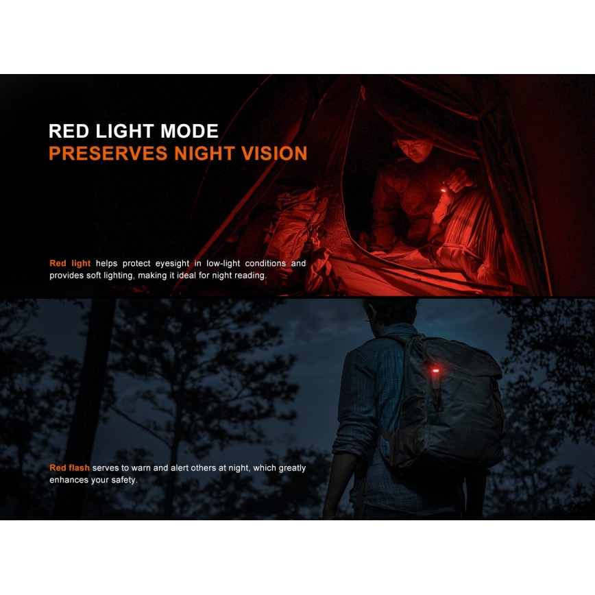 Fenix SW05RREDBLC - LED Stmievateľná nabíjacia baterka LED/USB IPX6 150 lm 49 h čierna