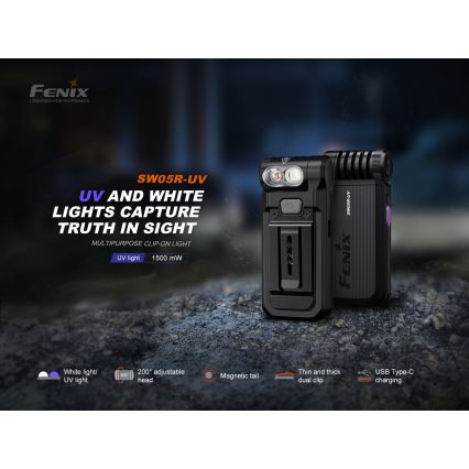 Fenix SW05RUVBLC - LED Stmievateľná nabíjacia baterka LED/USB IPX6 150 lm 49 h 700 mAh čierna