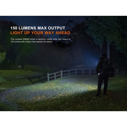 Fenix SW05RUVBLC - LED Stmievateľná nabíjacia baterka LED/USB IPX6 150 lm 49 h 700 mAh čierna