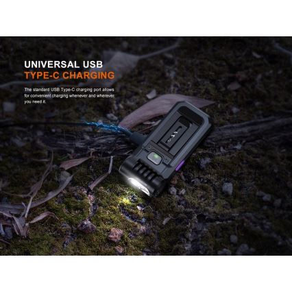 Fenix SW05RUVBLC - LED Stmievateľná nabíjacia baterka LED/USB IPX6 150 lm 49 h 700 mAh čierna