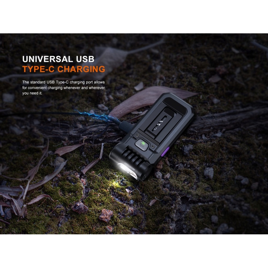 Fenix SW05RUVBLC - LED Stmievateľná nabíjacia baterka LED/USB IPX6 150 lm 49 h 700 mAh čierna