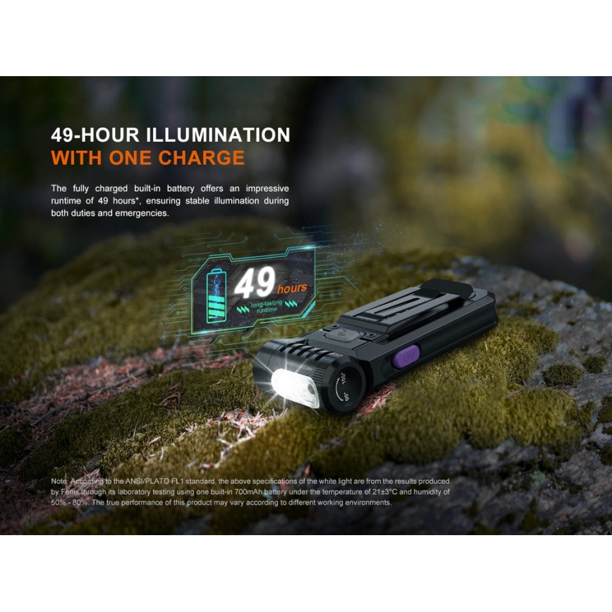 Fenix SW05RUVBLC - LED Stmievateľná nabíjacia baterka LED/USB IPX6 150 lm 49 h 700 mAh čierna