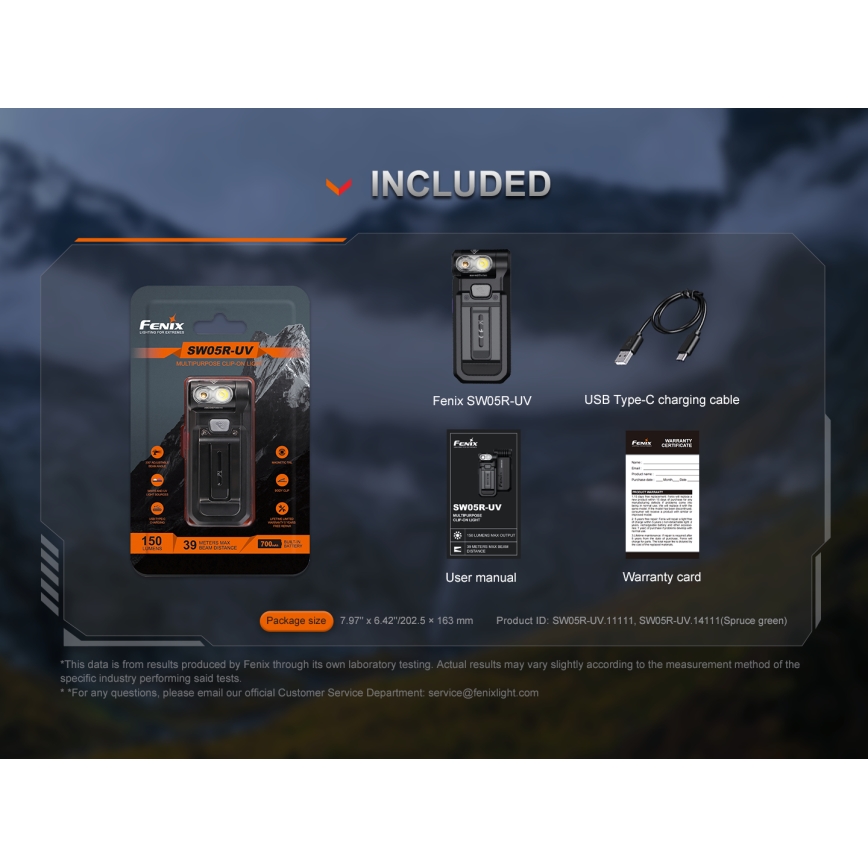 Fenix SW05RUVBLC - LED Stmievateľná nabíjacia baterka LED/USB IPX6 150 lm 49 h 700 mAh čierna