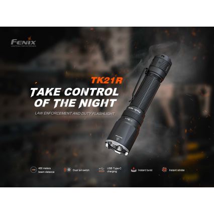 Fenix TK21RBLK - stmievateľná nabíjateľná LED baterka LED/USB 6000 mAh IP68 3600 lm 72,5 h čierna