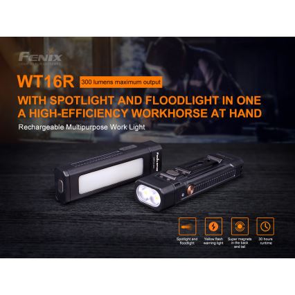 Fenix WT16R - LED Nabíjacia baterka 2xLED/USB IP66 300 lm 30 h