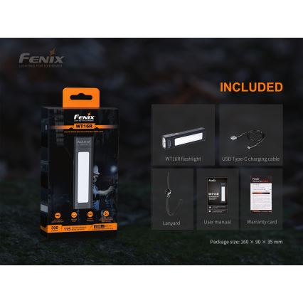 Fenix WT16R - LED Nabíjacia baterka 2xLED/USB IP66 300 lm 30 h