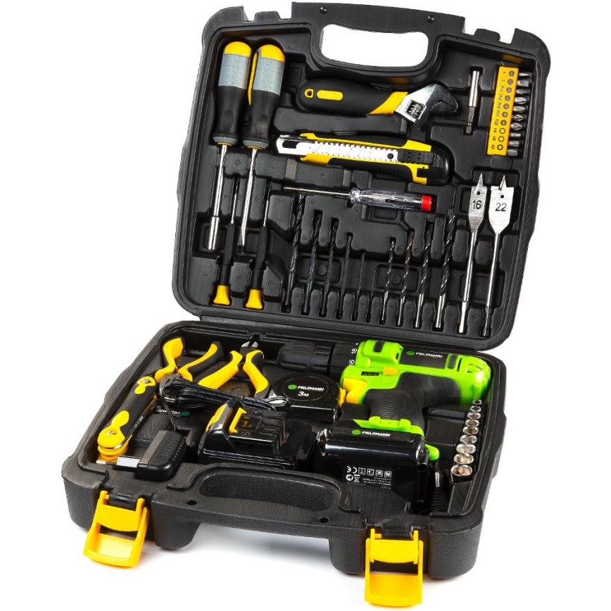 Fieldmann - AKU vŕtačka s príslušenstvom 12 V 1300 mAh